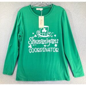St. Patrick's Day Shirt Adult Medium Green Long Sleeve "Shenanigans Coordinator"